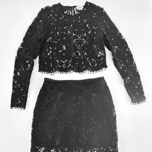 JASON WU Gorgeous black crop lace top+pencil midi skirt Set Sz S/6 NWT $400